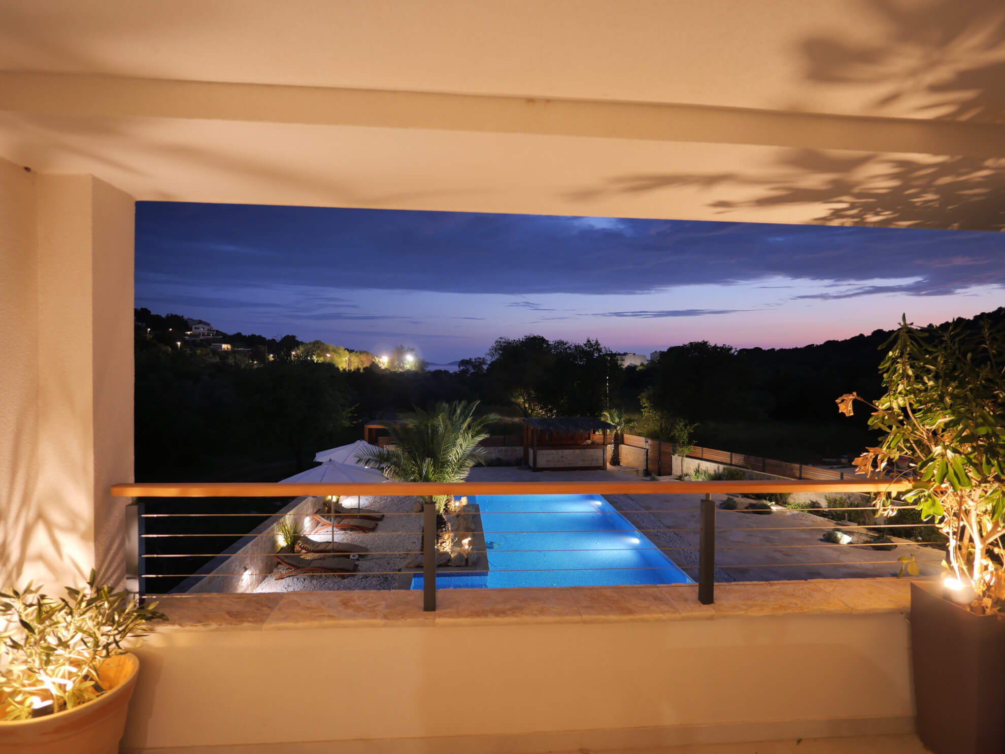 View of the pool from the apartment terrace